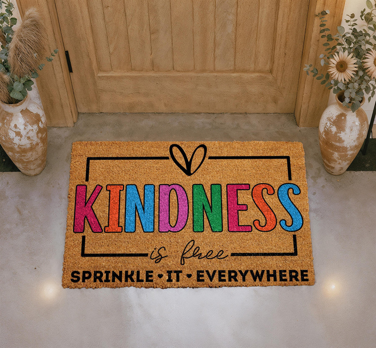 Kindness Is Free Doormat, Outdoor Inspirational Welcome Mat (Coir)