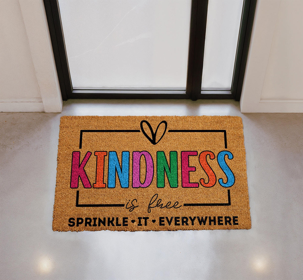 Kindness Is Free Doormat, Outdoor Inspirational Welcome Mat (Coir)