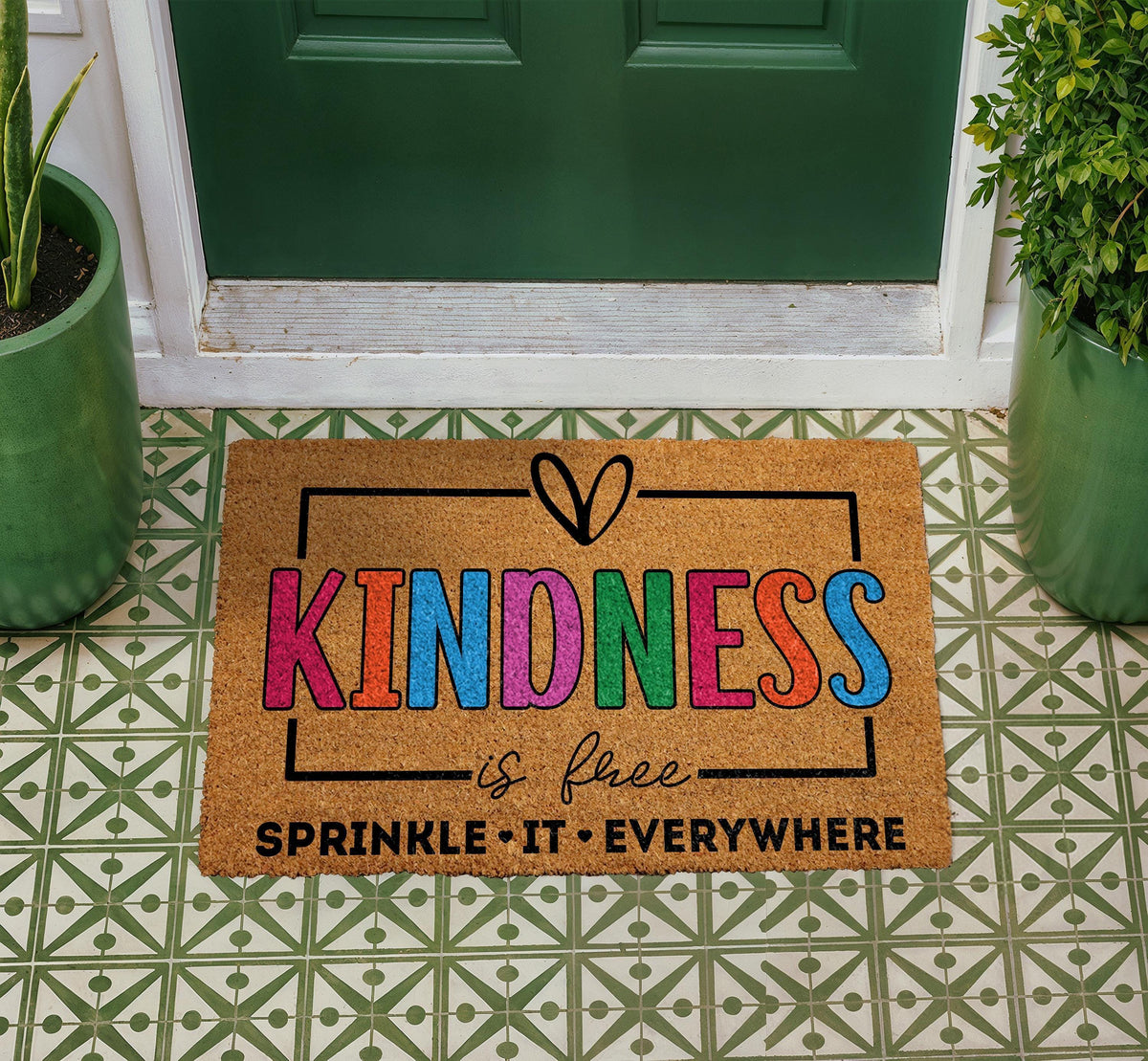 Kindness Is Free Doormat, Outdoor Inspirational Welcome Mat (Coir)