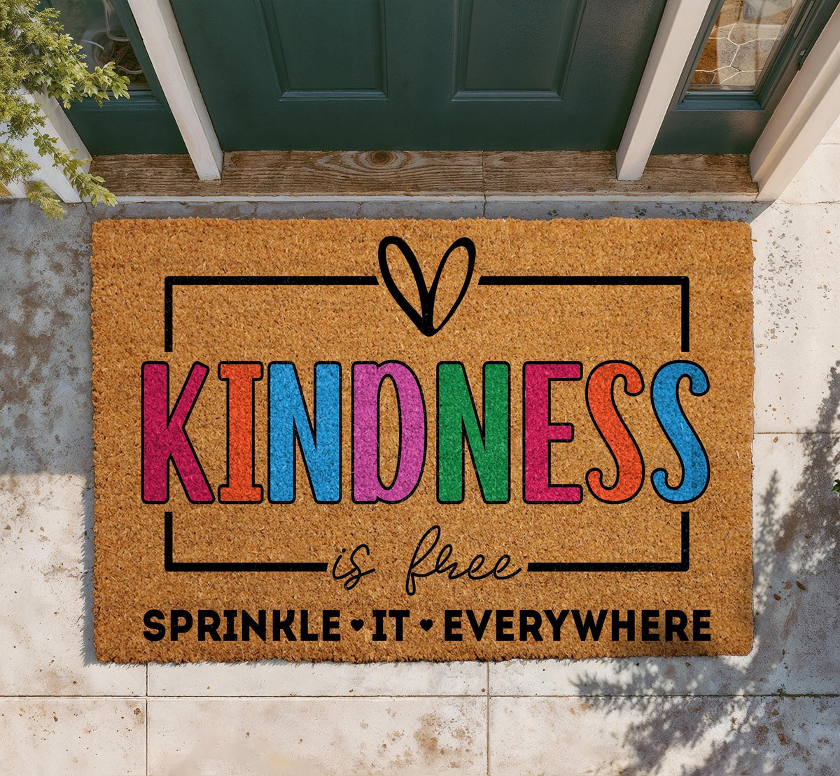 Kindness Is Free Doormat, Outdoor Inspirational Welcome Mat (Coir)