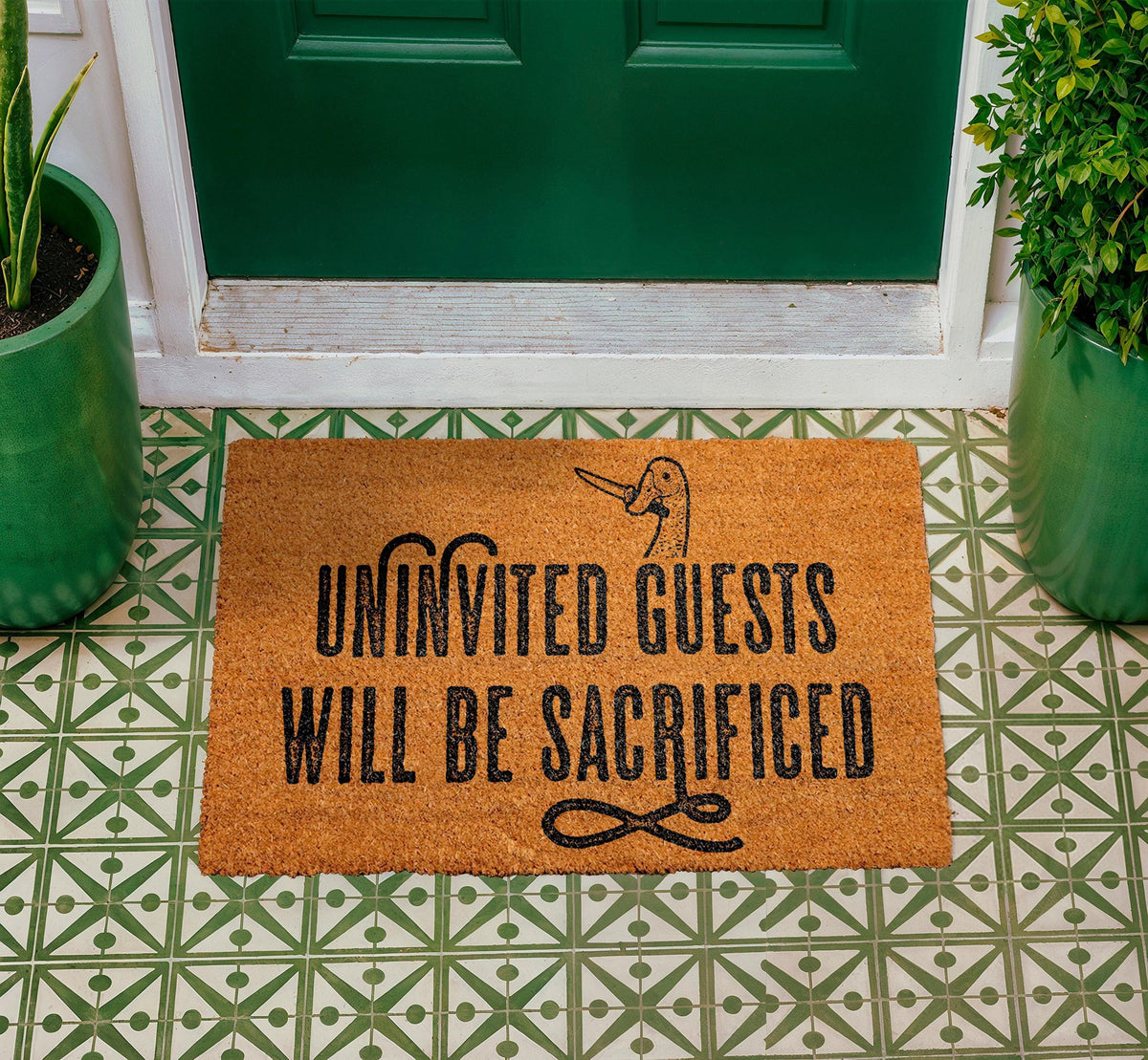 Funny Duck Doormat, Uninvited Guests Will Be Sacrificed Welcome Mat