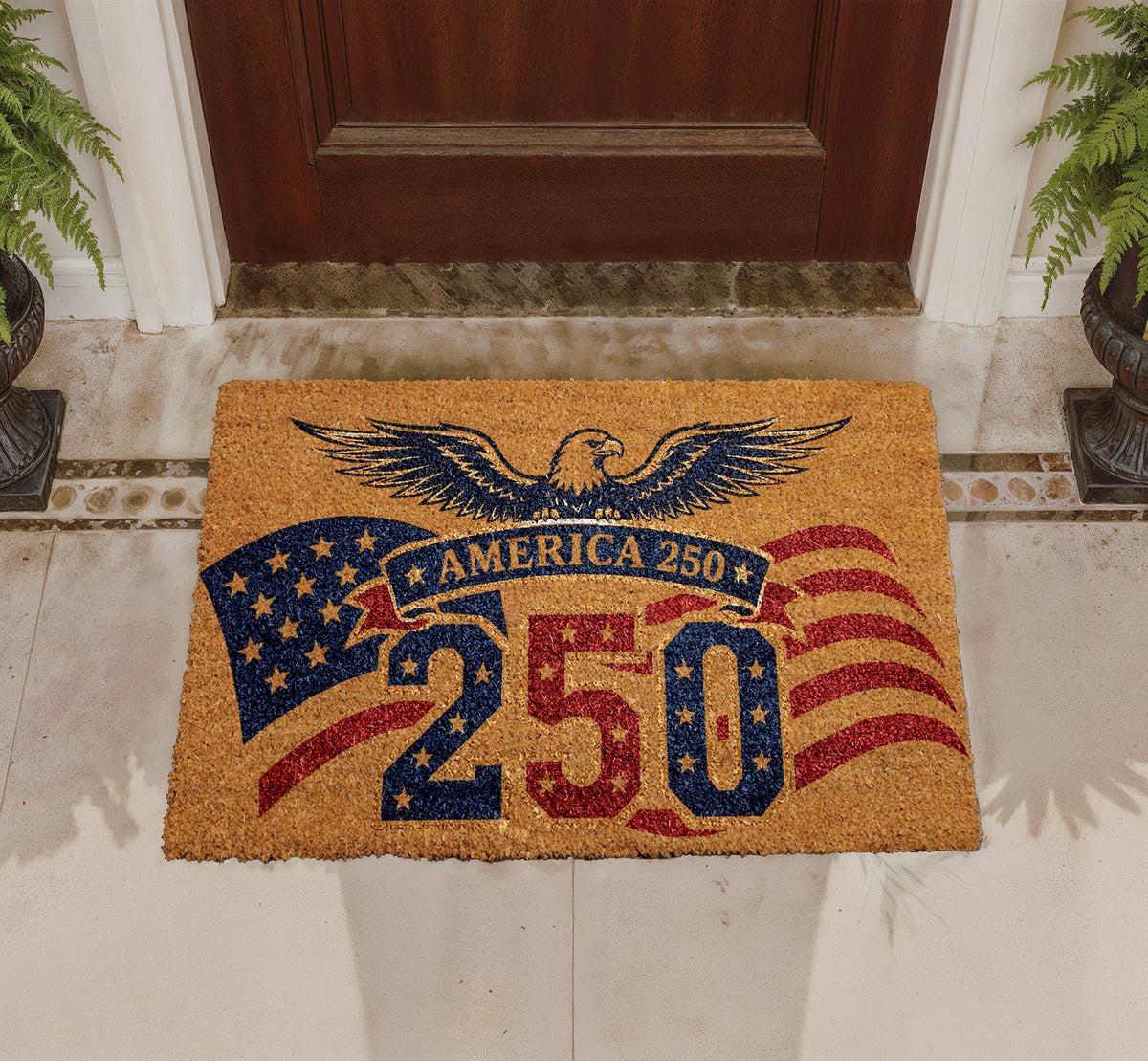 America 250th Anniversary Doormat, Patriotic Eagle Flag Welcome Rug
