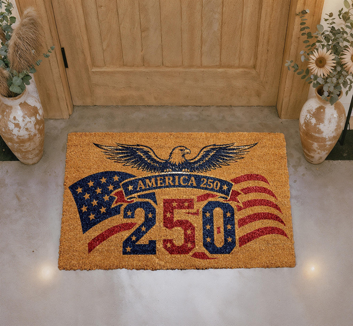 America 250th Anniversary Doormat, Patriotic Eagle Flag Welcome Rug