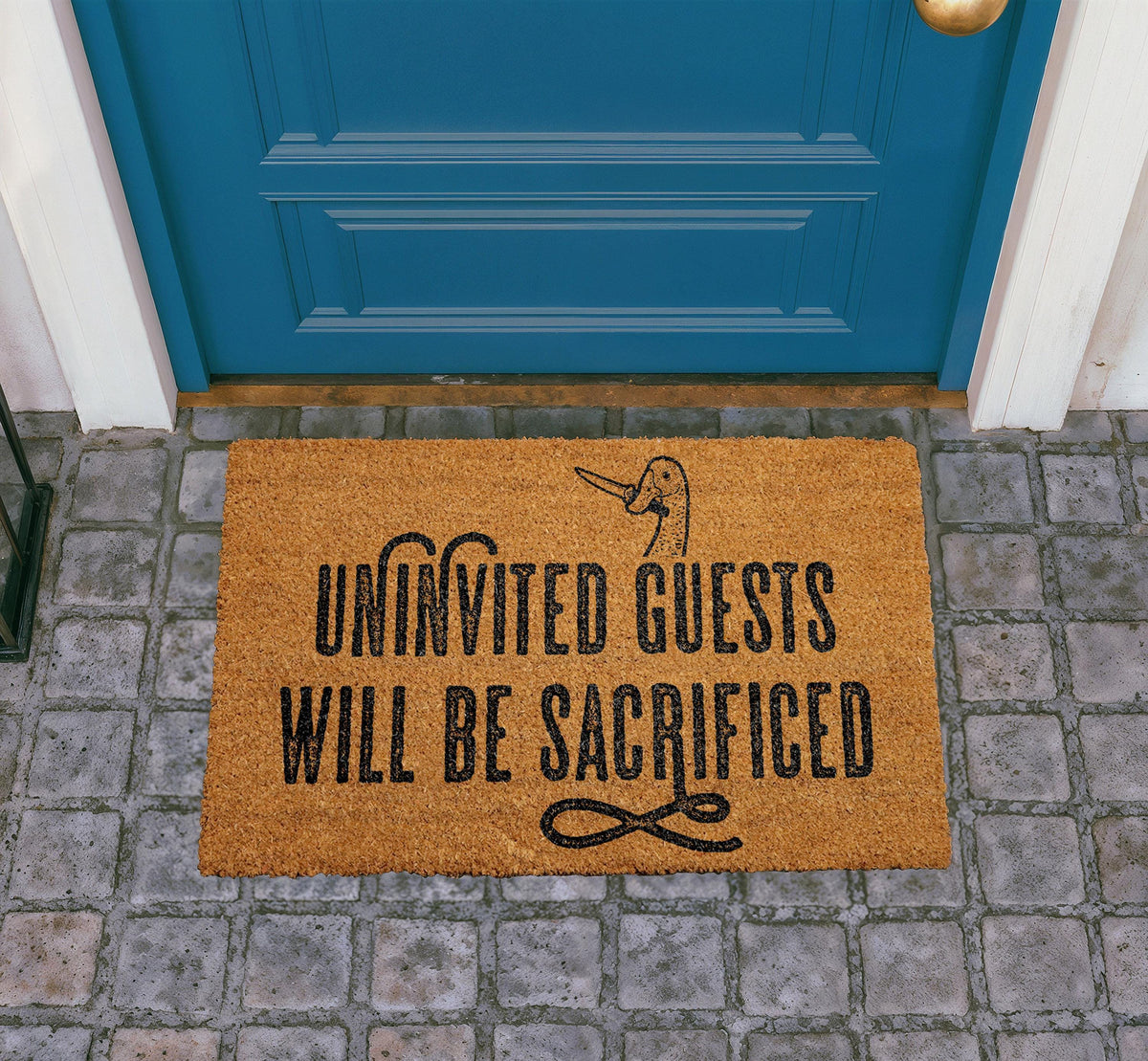 Funny Duck Doormat, Uninvited Guests Will Be Sacrificed Welcome Mat