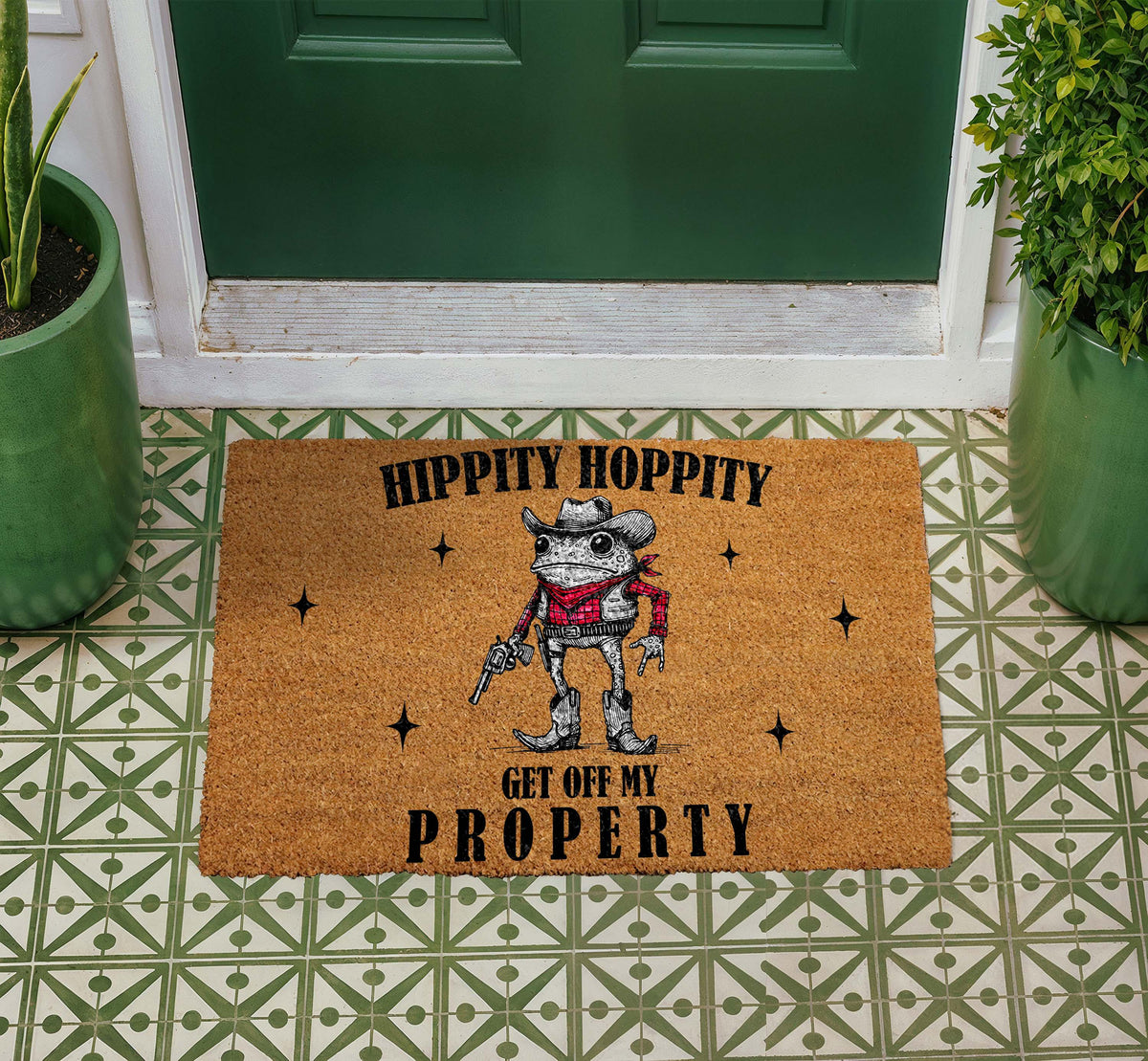 Cowboy Frog Doormat, Hippity Hoppity Welcome Mat, Western Entryway Rug