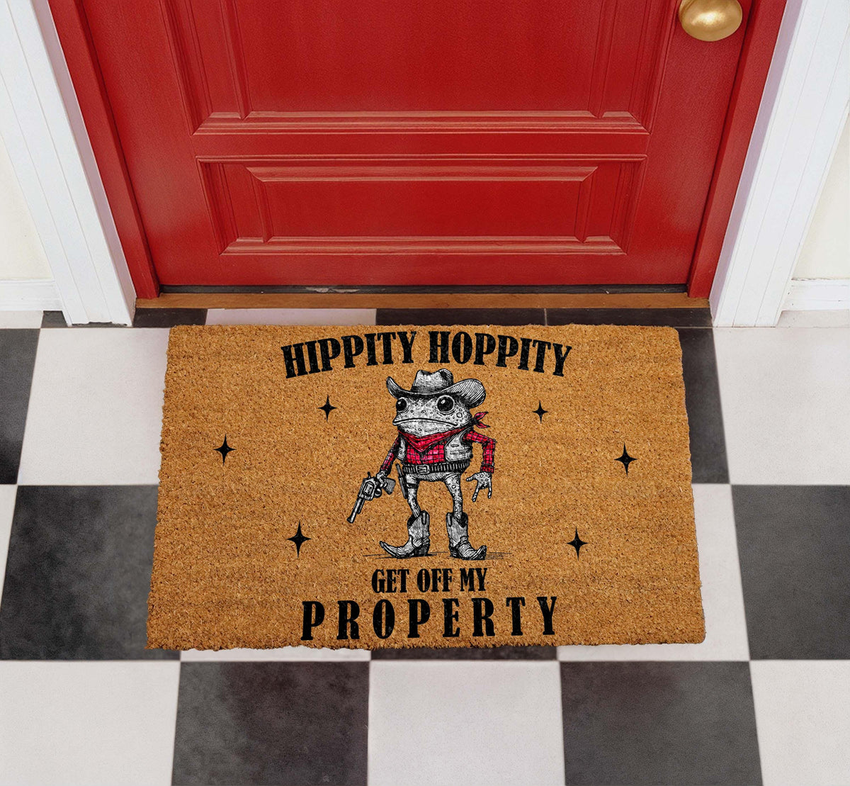 Cowboy Frog Doormat, Hippity Hoppity Welcome Mat, Western Entryway Rug