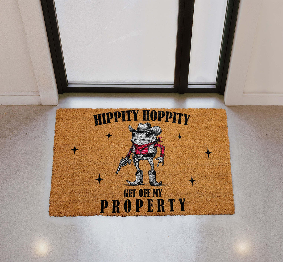 Cowboy Frog Doormat, Hippity Hoppity Welcome Mat, Western Entryway Rug