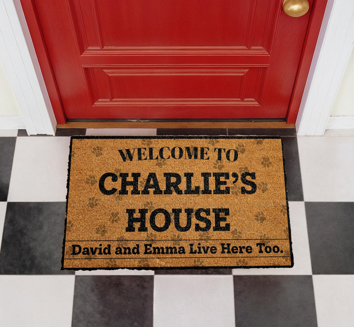 Personalized Coir Door Mat, Custom Welcome Mat, Pet Family Name Housewarming Gift