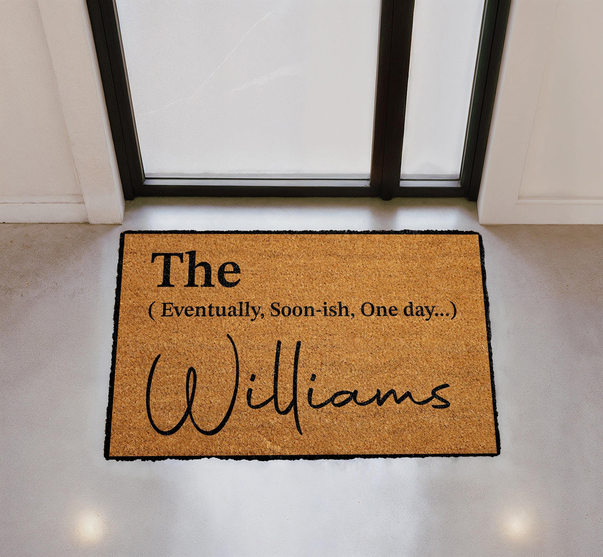 Eventually Personalized Coir Doormat, Custom Family Welcome Mat, Housewarming Gift