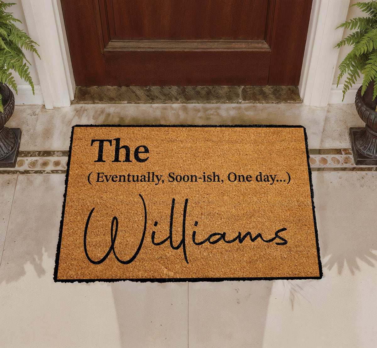 Eventually Personalized Coir Doormat, Custom Family Welcome Mat, Housewarming Gift