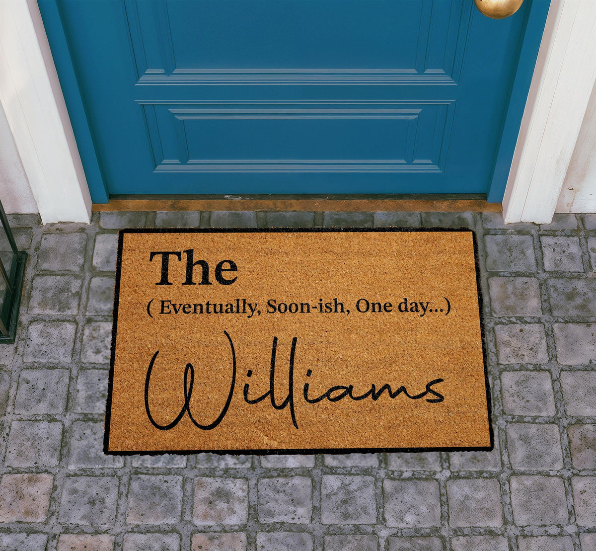 Eventually Personalized Coir Doormat, Custom Family Welcome Mat, Housewarming Gift