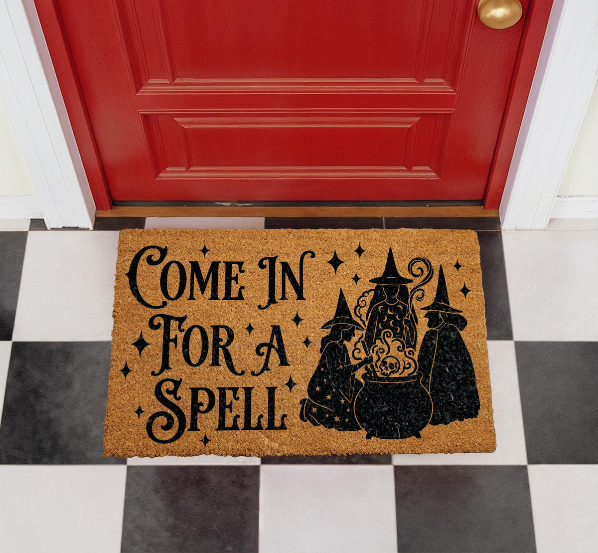Witches Cauldron Doormat, Halloween Welcome Mat, Witchy Porch Decor