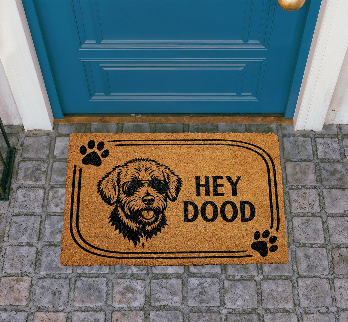 Hey Dood Dog Doormat, Natural Coir Welcome Mat, Pet Lover Entryway Rug