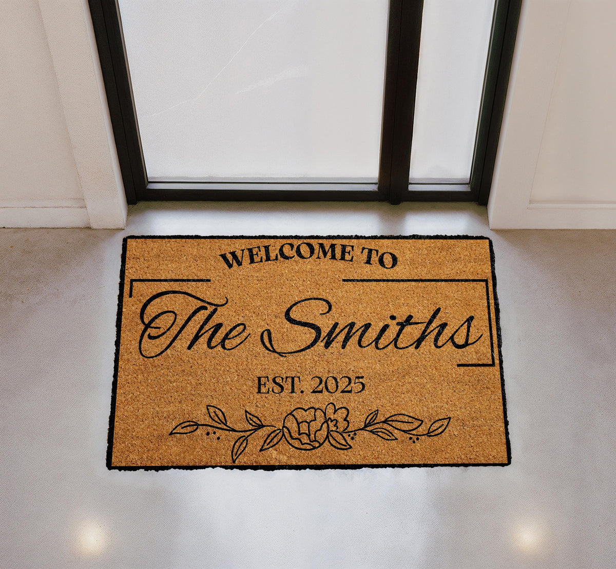 Personalized Coir Doormat, Custom Family Name Welcome Mat, Outdoor Entryway Home Decor