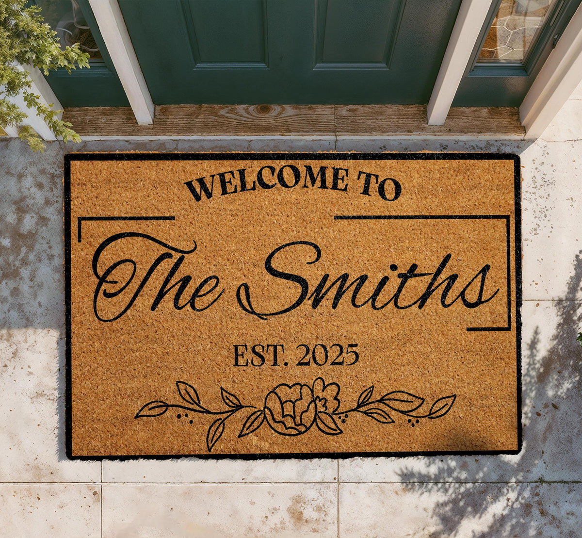 Personalized Coir Doormat, Custom Family Name Welcome Mat, Outdoor Entryway Home Decor