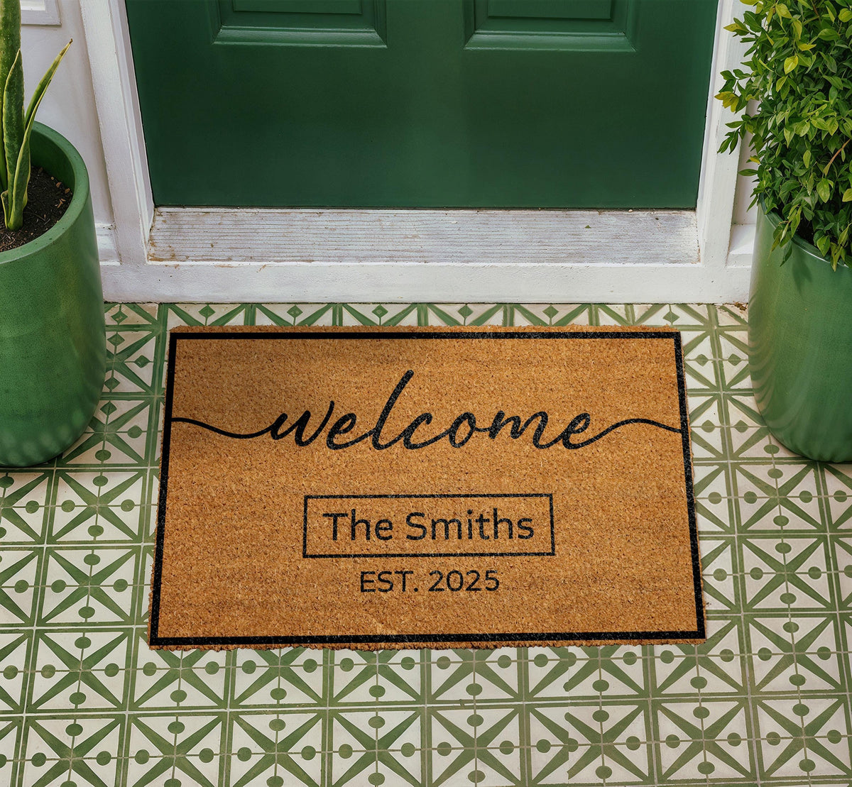 Personalized Coir Doormat, Custom Family Name Welcome Mat, Housewarming Gift