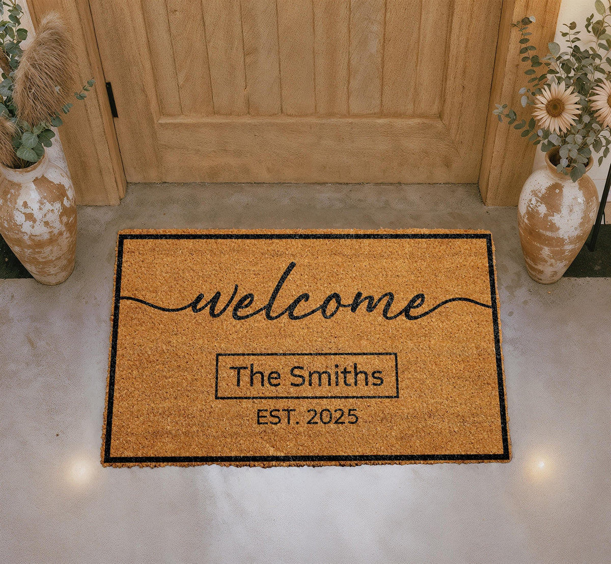 Personalized Coir Doormat, Custom Family Name Welcome Mat, Housewarming Gift