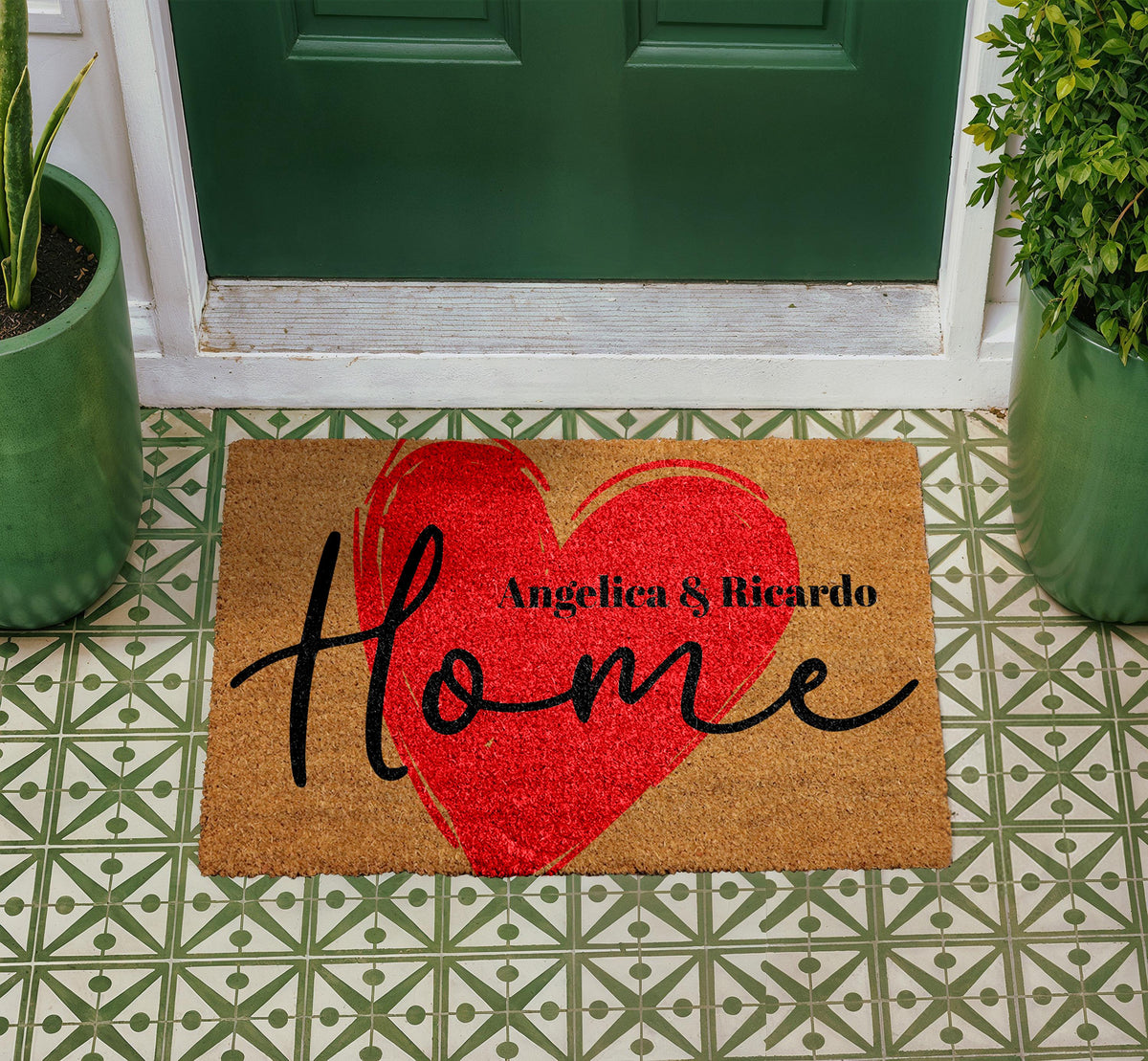 Personalized Coir Doormat, Custom Couple Names Welcome Mat, Romantic Home Entryway