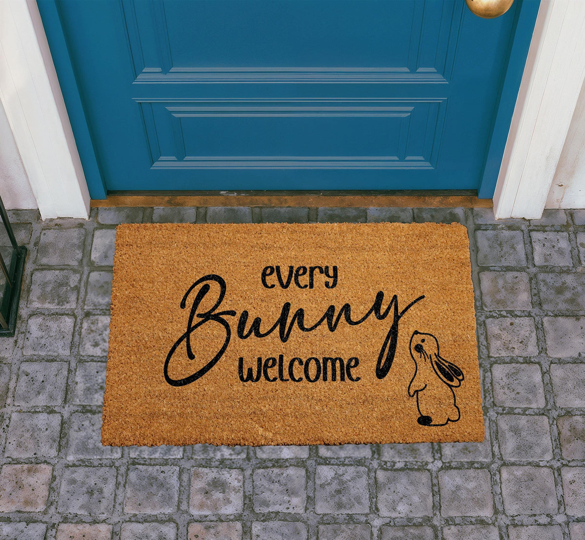 Every Bunny Welcome Doormat, Natural Coir Bunny Mat, Easter Porch Decor