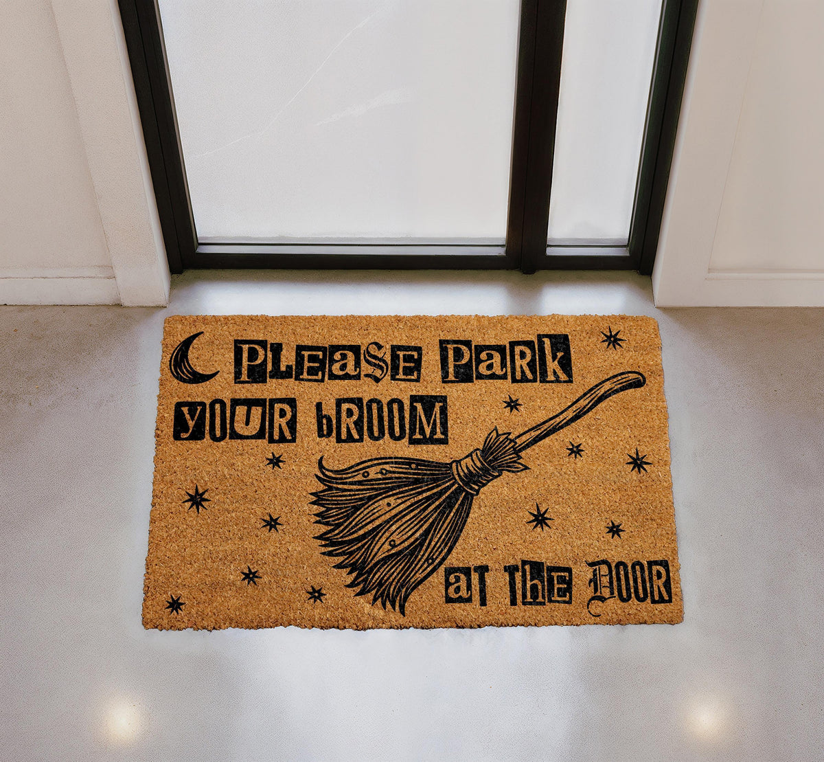 Witchy Broom Welcome Mat, Funny Halloween Doormat, Spooky Entryway Decor
