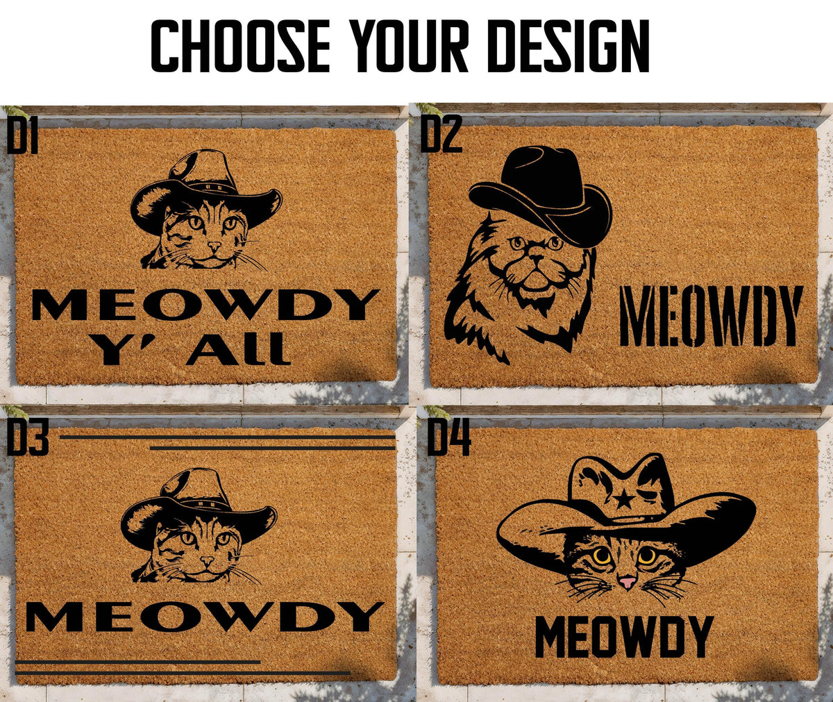Meowdy Cowboy Cat Doormat, Funny Western Welcome Mat, Cat Lover Gift