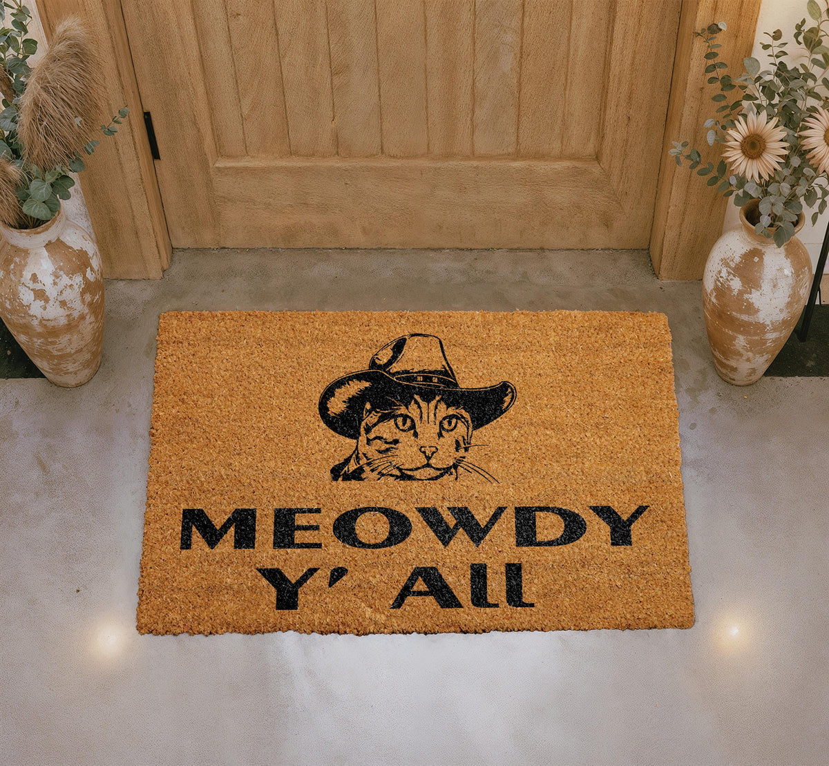 Meowdy Cowboy Cat Doormat, Funny Western Welcome Mat, Cat Lover Gift