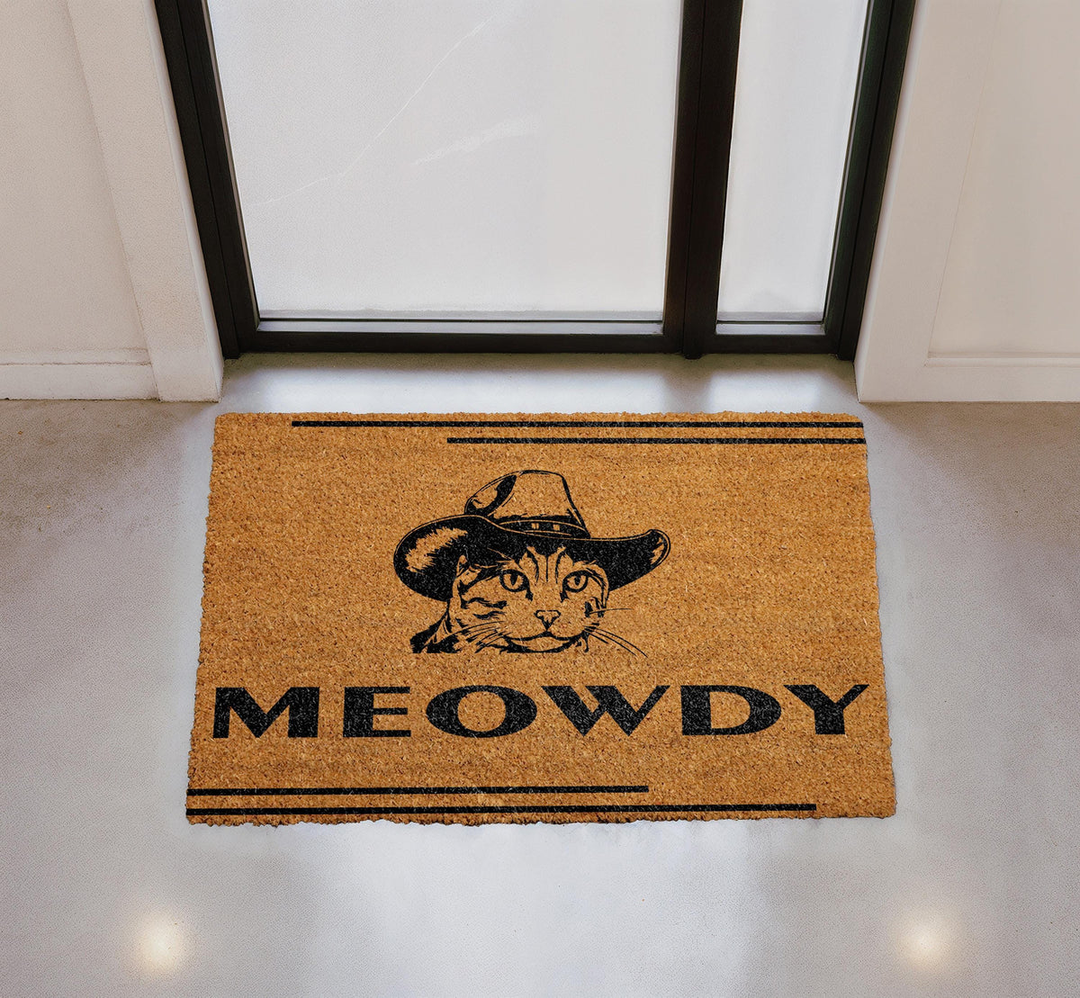 Meowdy Cowboy Cat Doormat, Funny Western Welcome Mat, Cat Lover Gift