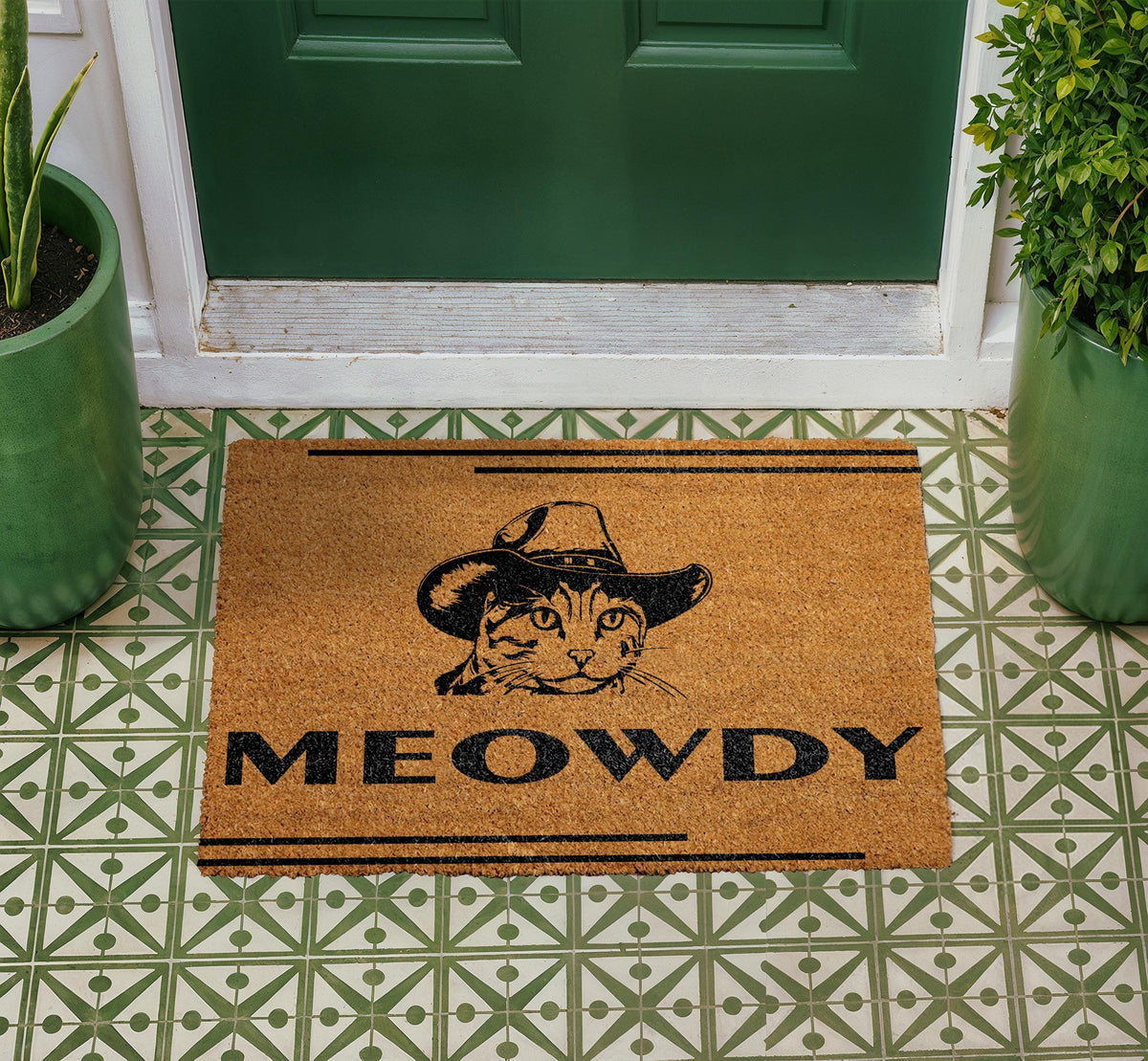 Meowdy Cowboy Cat Doormat, Funny Western Welcome Mat, Cat Lover Gift