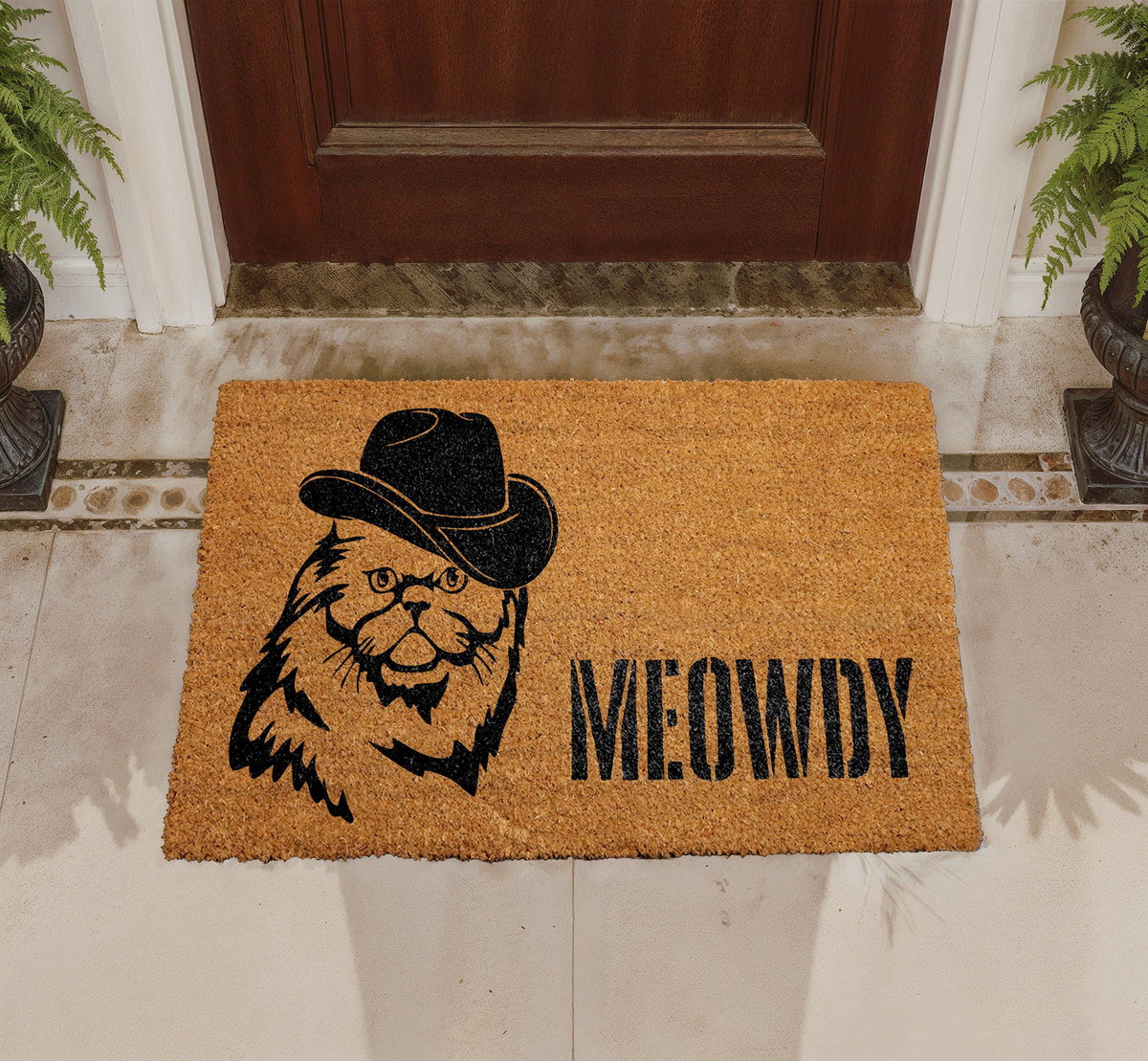 Meowdy Cowboy Cat Doormat, Funny Western Welcome Mat, Cat Lover Gift