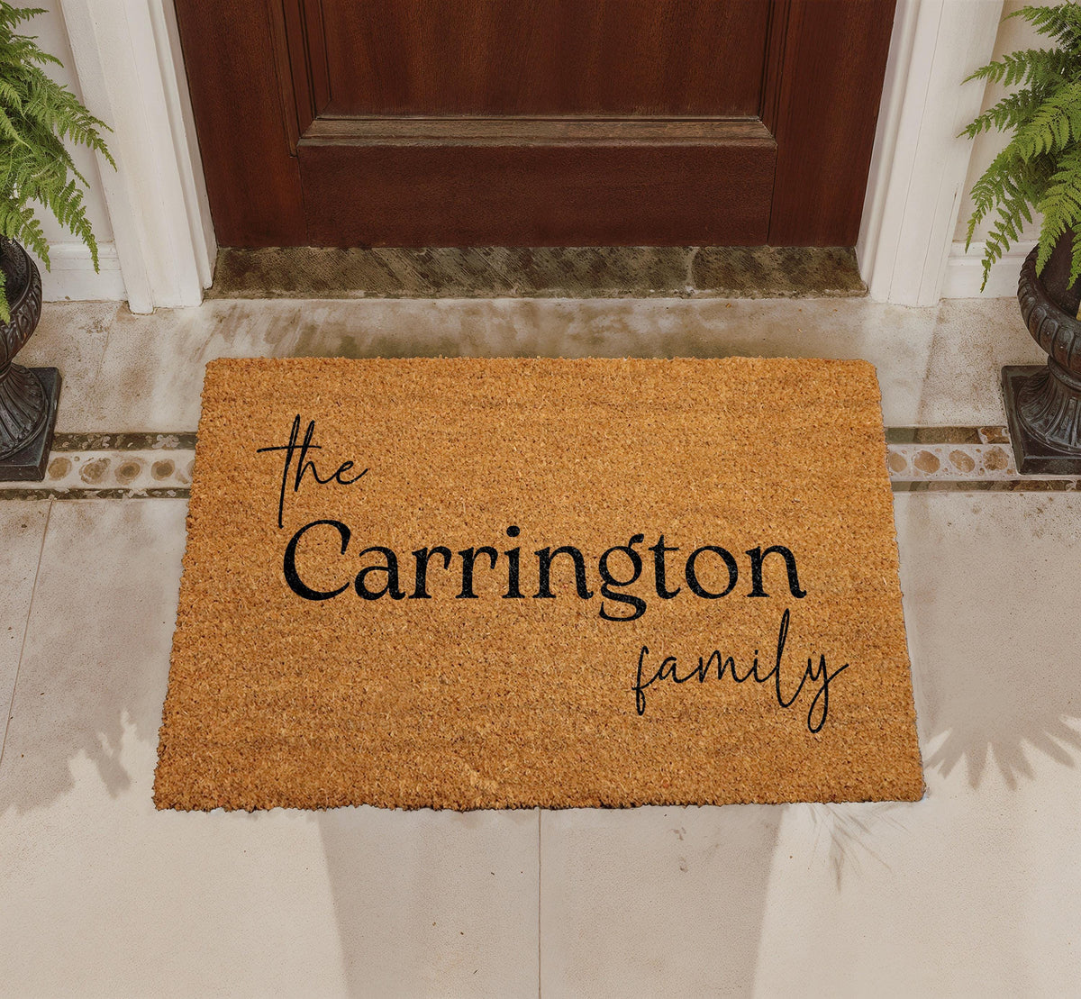 Personalized Natural Coir Family Doormat, Custom Welcome Entryway Mat