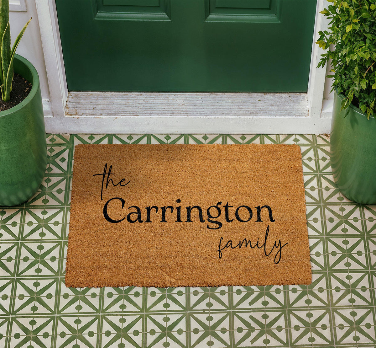 Personalized Natural Coir Family Doormat, Custom Welcome Entryway Mat