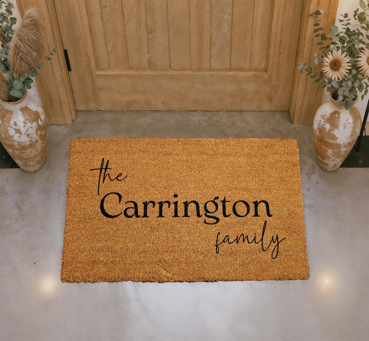 Personalized Natural Coir Family Doormat, Custom Welcome Entryway Mat