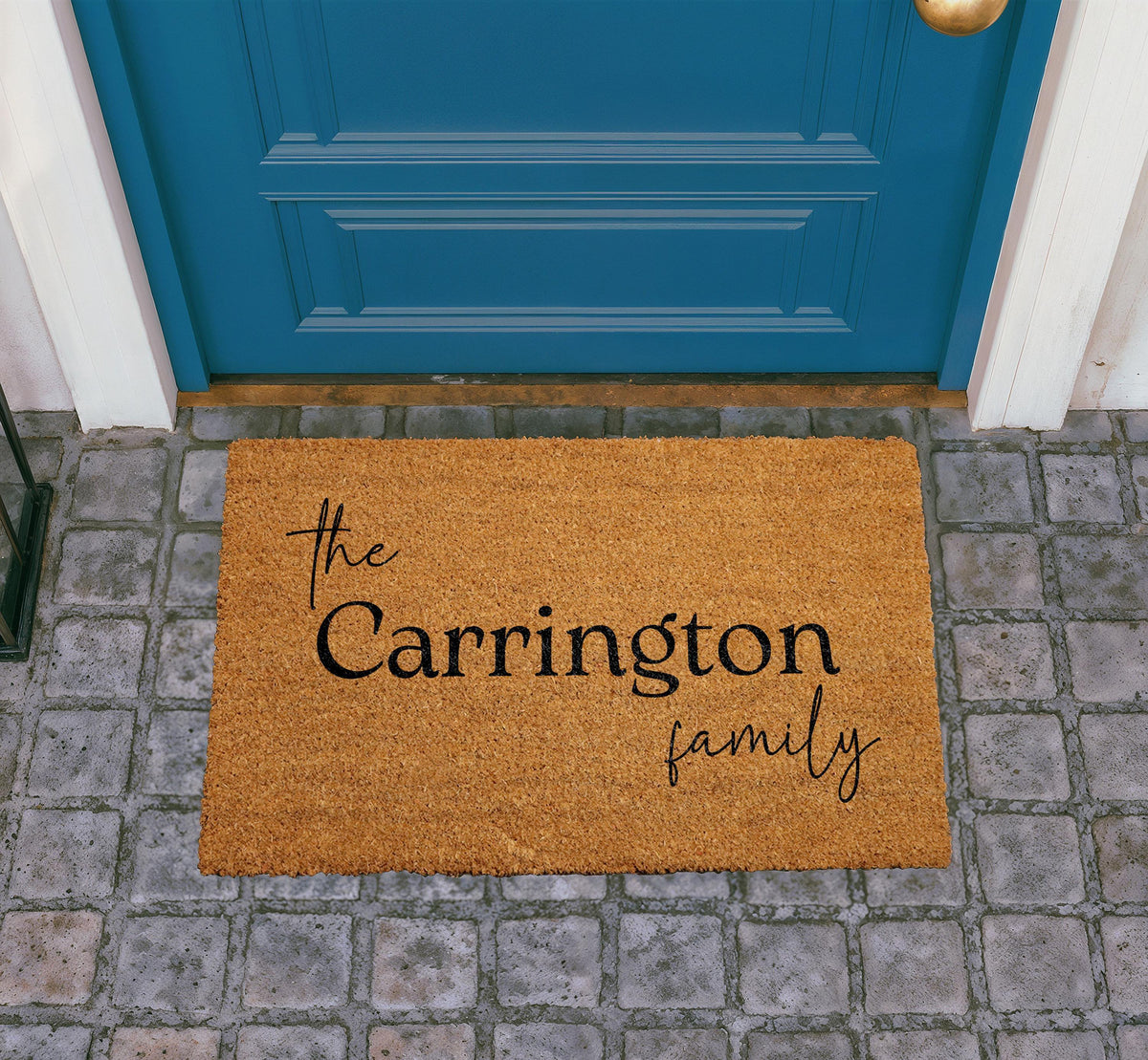 Personalized Natural Coir Family Doormat, Custom Welcome Entryway Mat