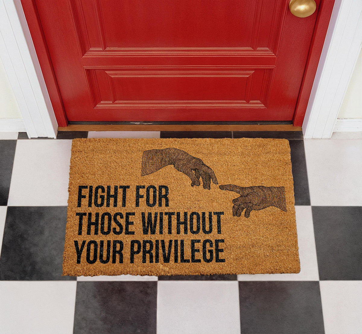 Fight For Those Without Privilege Doormat, Human Rights Welcome Mat, Activist Entryway Rug