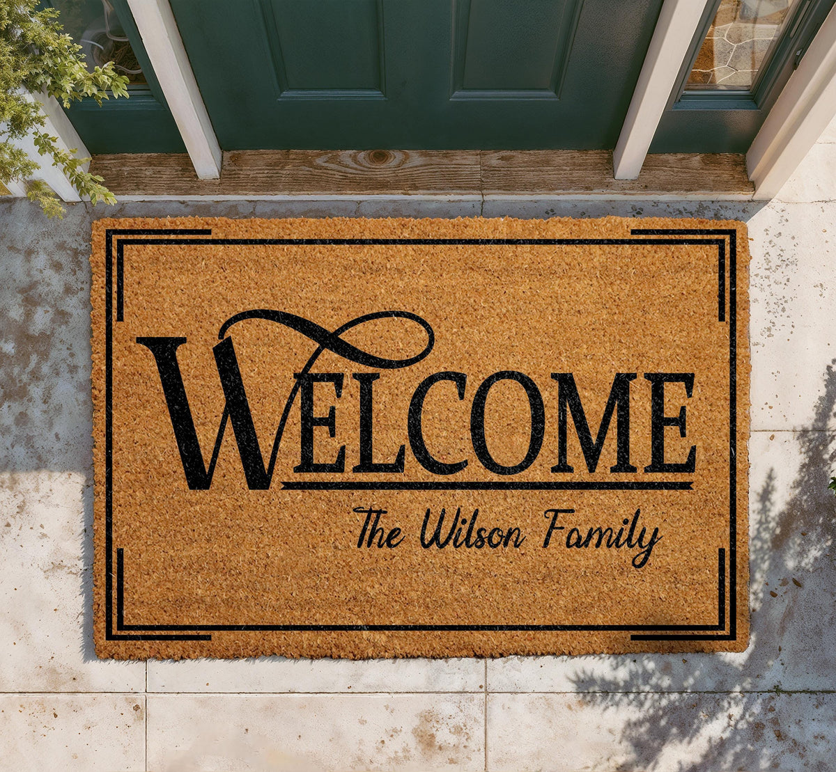 Personalized Coir Doormat, Custom Family Welcome Mat, Natural Fiber Entryway Rug