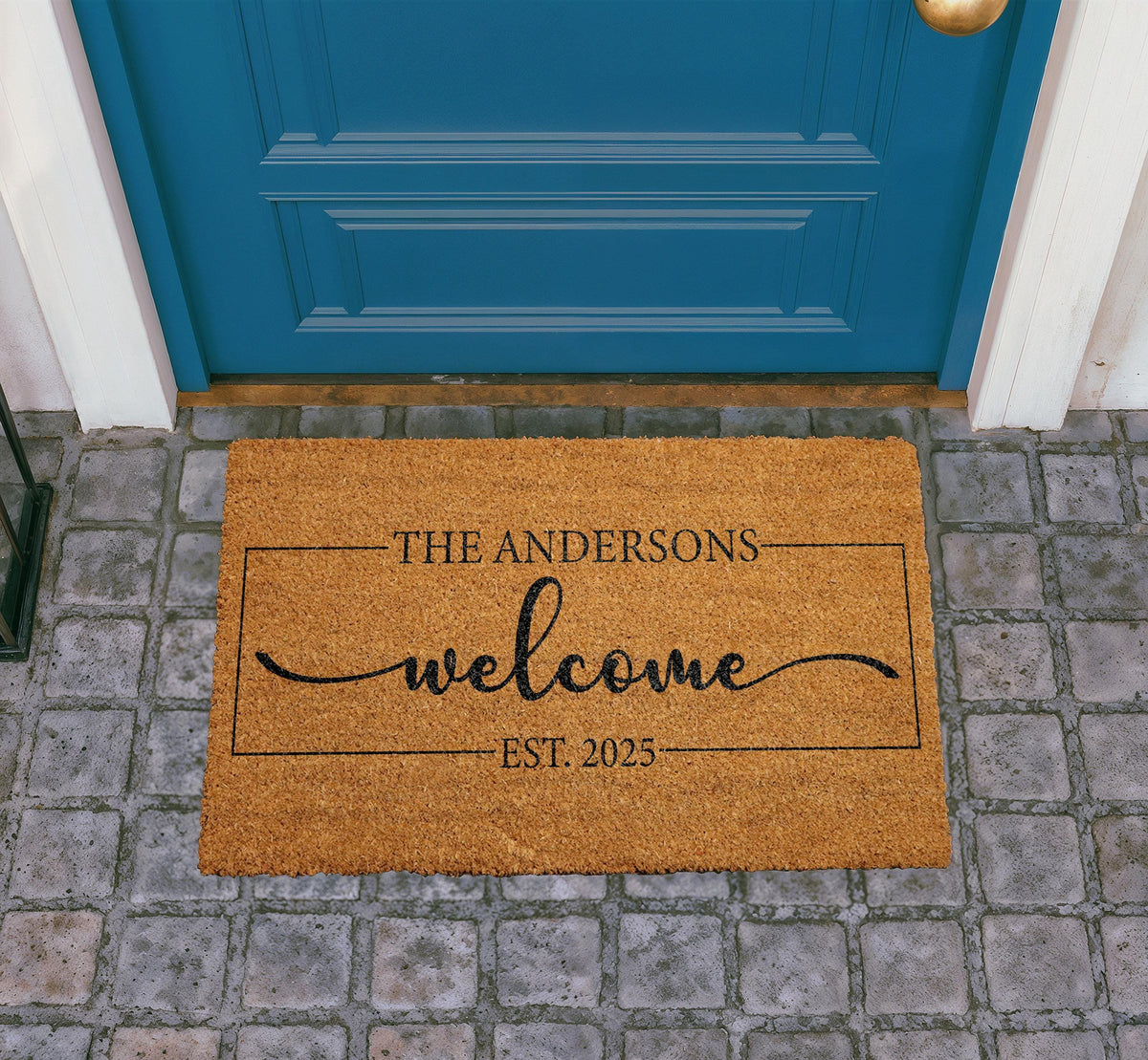 Personalized Coir Welcome Doormat, Custom Family Name, Entryway Mat (18"x30")