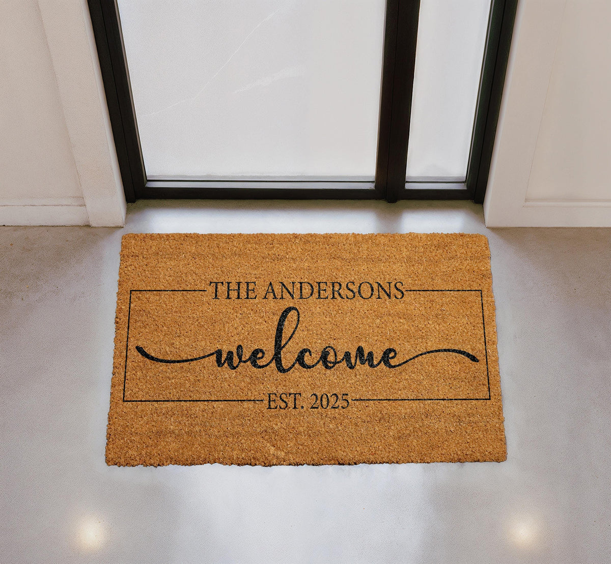 Personalized Coir Welcome Doormat, Custom Family Name, Entryway Mat (18"x30")