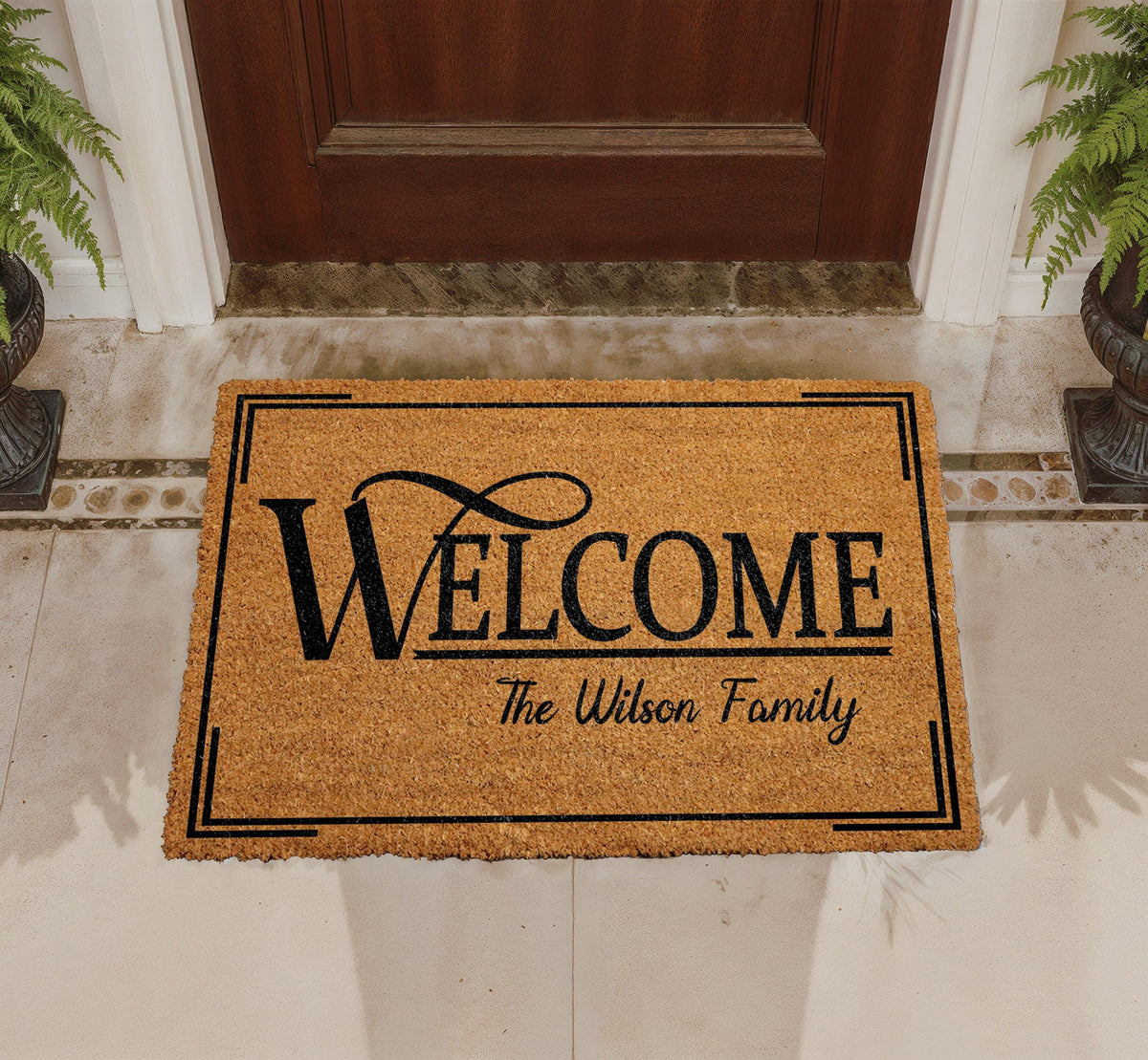 Personalized Coir Doormat, Custom Family Welcome Mat, Natural Fiber Entryway Rug