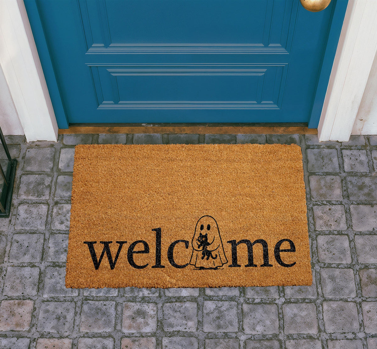 Ghost Cat Welcome Coir Doormat