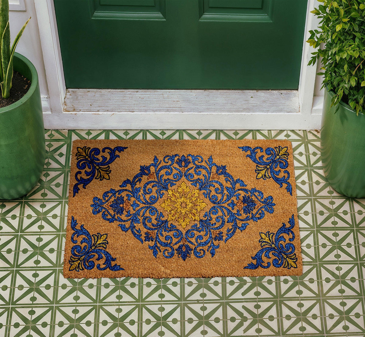 Personalized Coir Doormat, Baroque Style Welcome Mat, Custom Entryway Rug