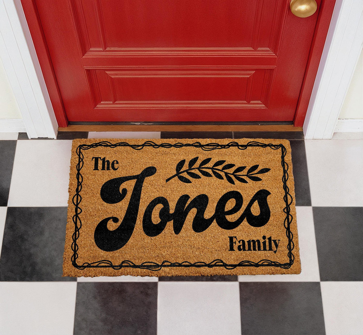 Personalized Sunflower Doormat, Custom Floral Welcome Mat, Farmhouse Entryway Rug