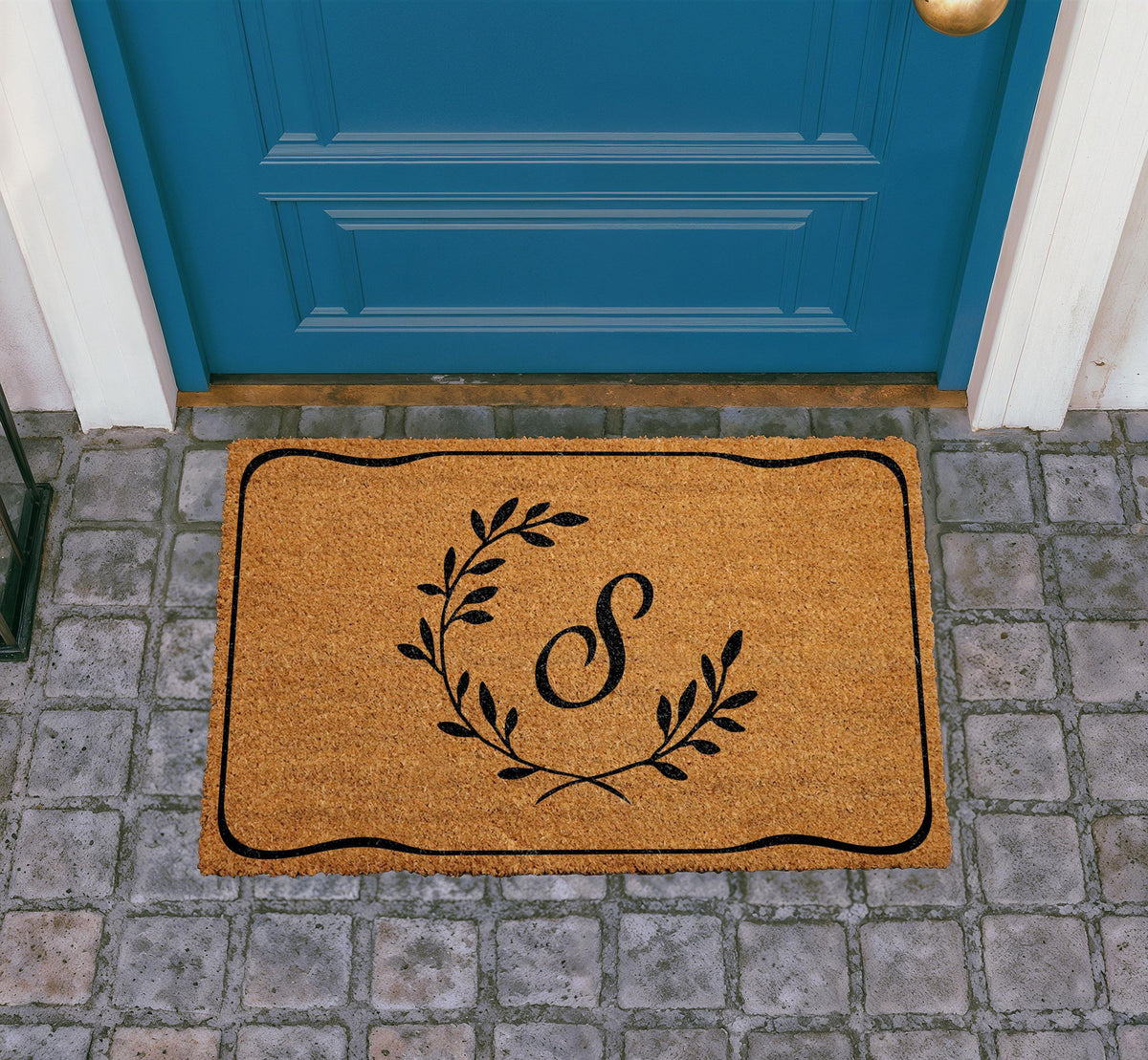 Personalized Monogram Doormat, Custom Family Name Welcome Mat, Natural Coir Entryway Rug