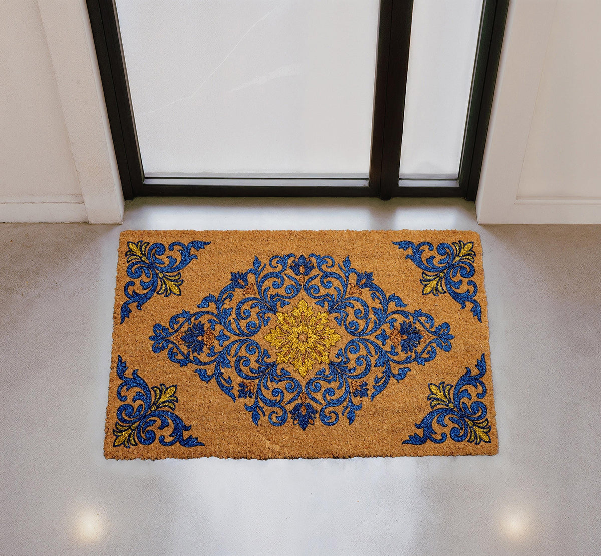 Personalized Coir Doormat, Baroque Style Welcome Mat, Custom Entryway Rug