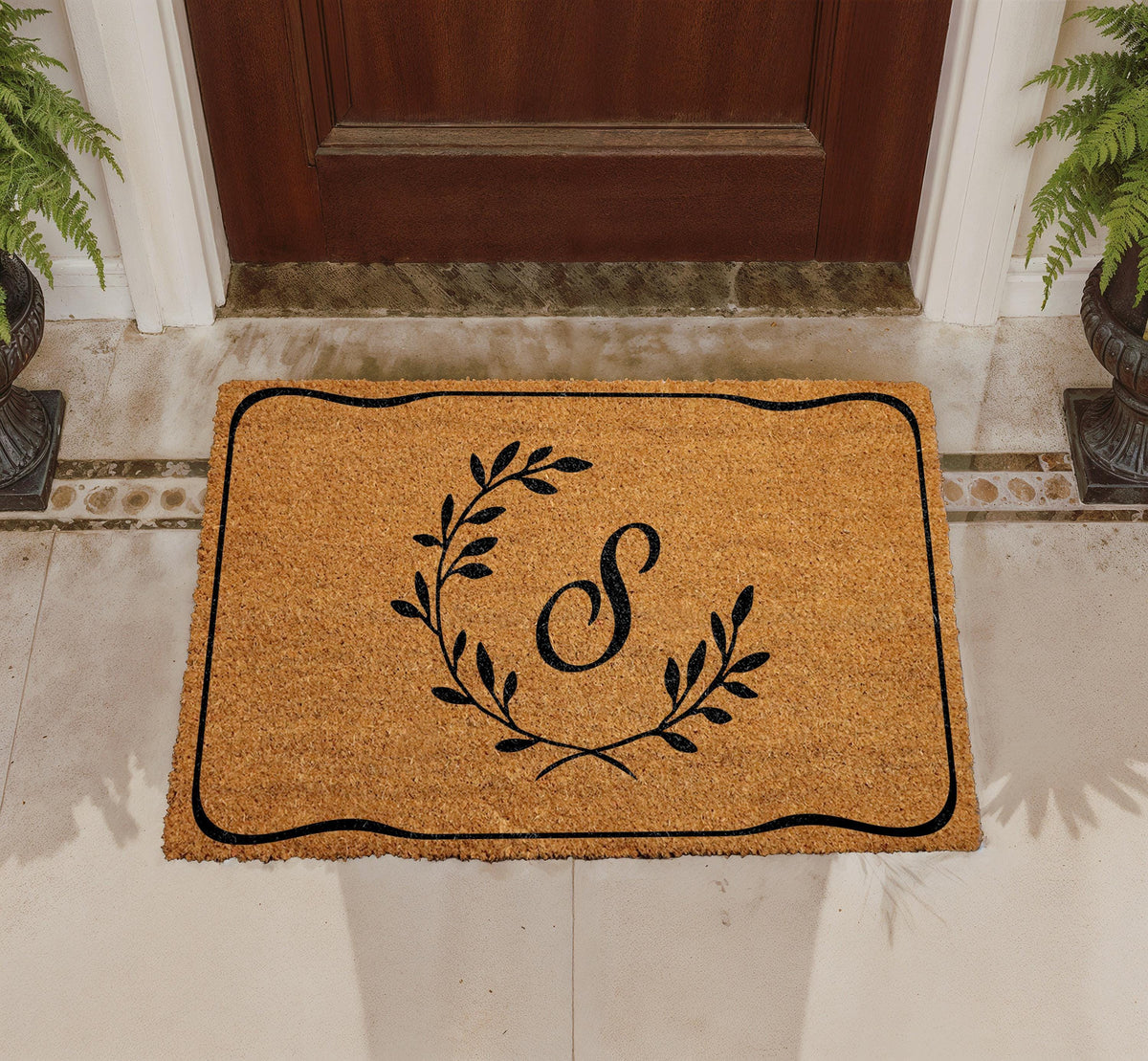 Personalized Monogram Doormat, Custom Family Name Welcome Mat, Natural Coir Entryway Rug