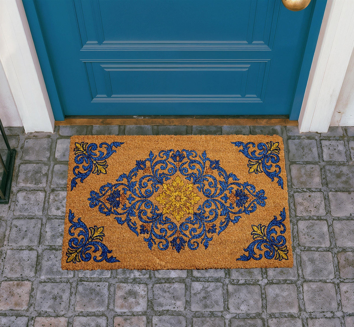 Personalized Coir Doormat, Baroque Style Welcome Mat, Custom Entryway Rug