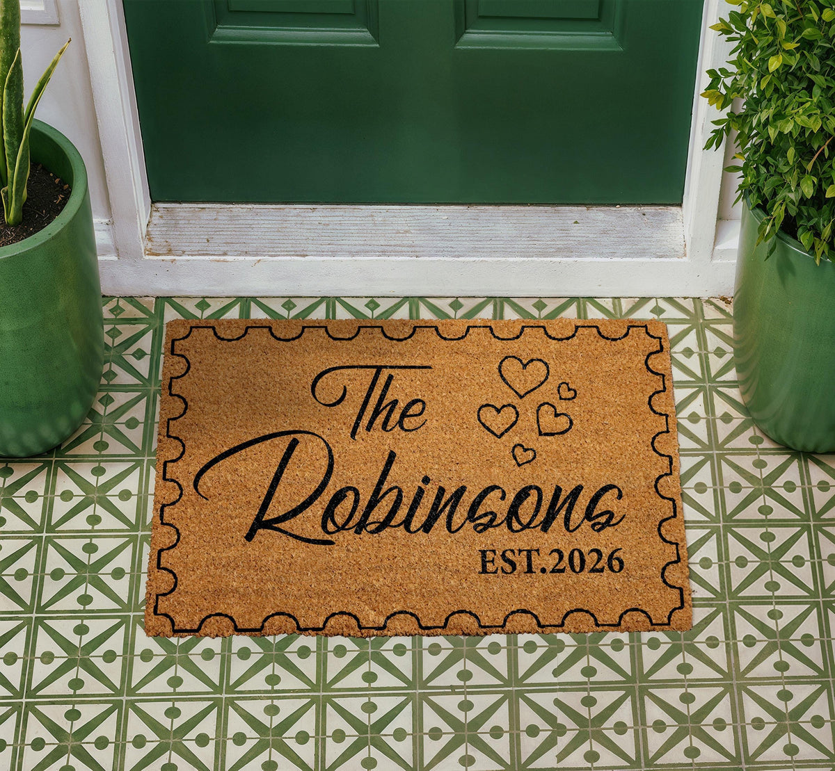Personalized Coir Doormat, Custom Family Name Welcome Mat, Housewarming Gift