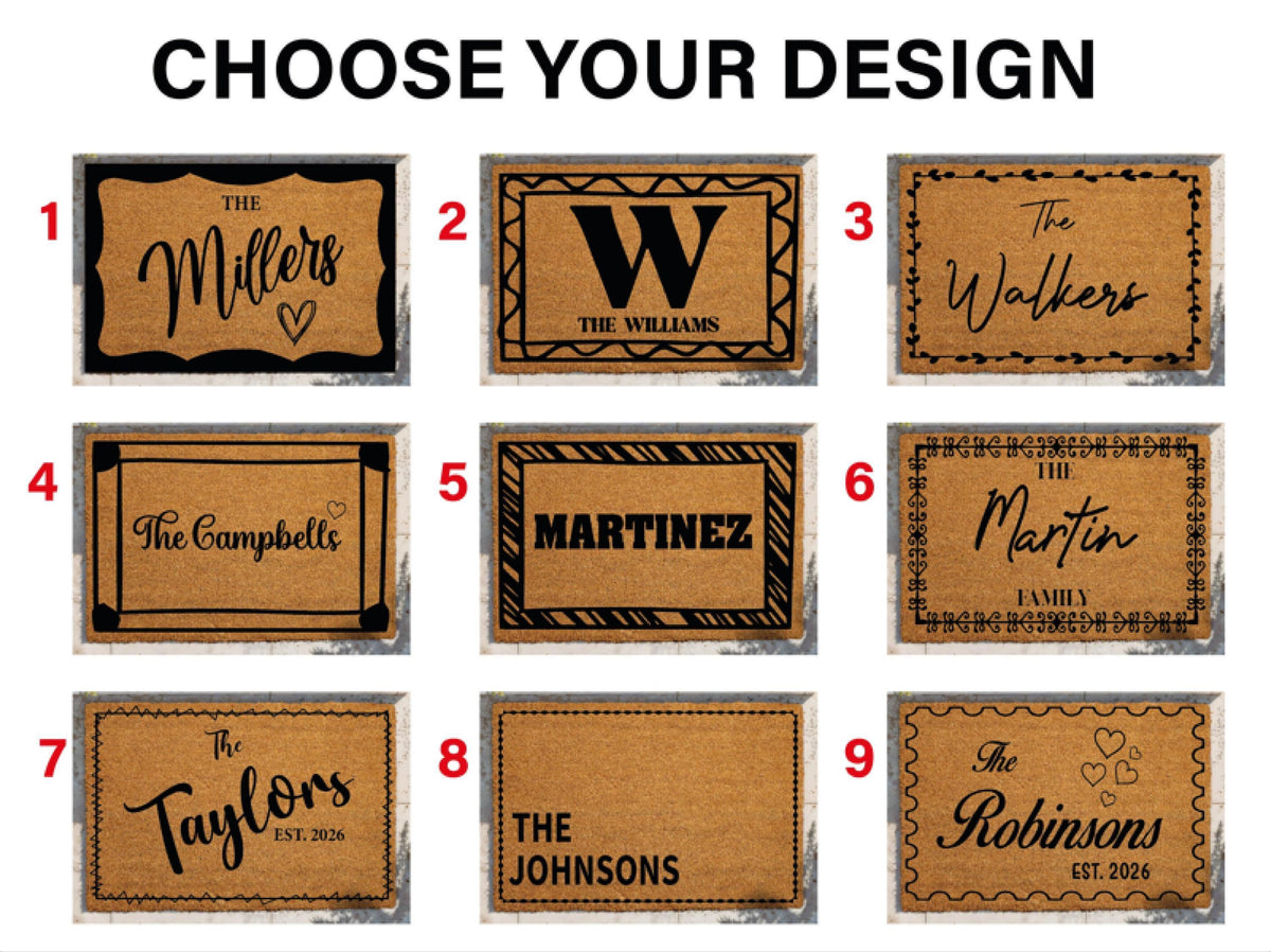 Personalized Coir Doormat, Custom Family Name Welcome Mat, Housewarming Gift