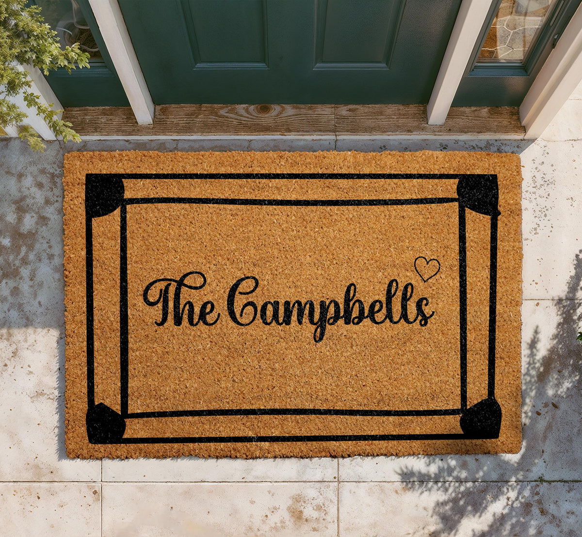 Personalized Coir Welcome Mat, Custom Last Name Doormat, Outdoor Entryway Rug