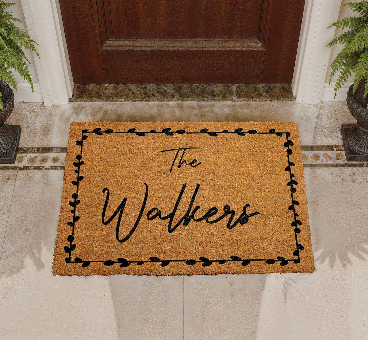 Personalized Coir Welcome Mat, Custom Last Name Doormat, Outdoor Entryway Rug