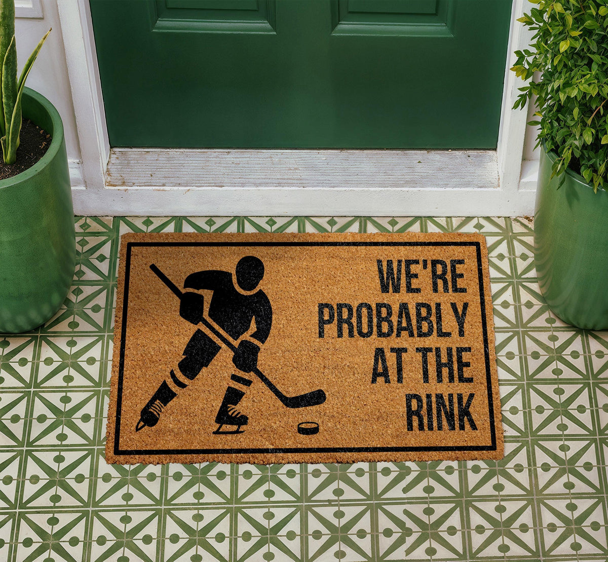 Hockey Player Doormat, We're Probably At The Rink Welcome Mat